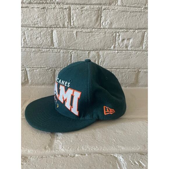 New Era Miami Hurricanes Green 59FIFTY Fitted Hat Stanley 17 Snapback Hat - Picture 2 of 6